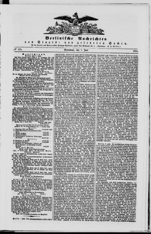 Berlinische Nachrichten von Staats- und gelehrten Sachen on Jun 7, 1851