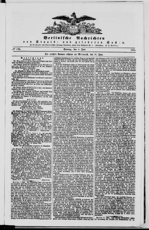 Berlinische Nachrichten von Staats- und gelehrten Sachen vom 08.06.1851