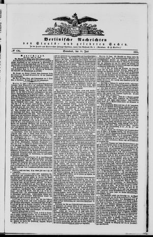 Berlinische Nachrichten von Staats- und gelehrten Sachen vom 14.06.1851