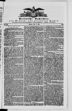 Berlinische Nachrichten von Staats- und gelehrten Sachen on Jul 27, 1851