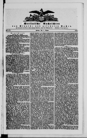 Berlinische Nachrichten von Staats- und gelehrten Sachen vom 01.08.1851