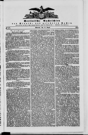 Berlinische Nachrichten von Staats- und gelehrten Sachen vom 13.08.1851