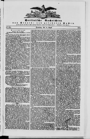 Berlinische Nachrichten von Staats- und gelehrten Sachen vom 14.08.1851