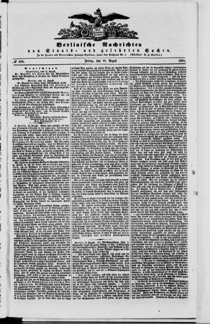 Berlinische Nachrichten von Staats- und gelehrten Sachen vom 15.08.1851