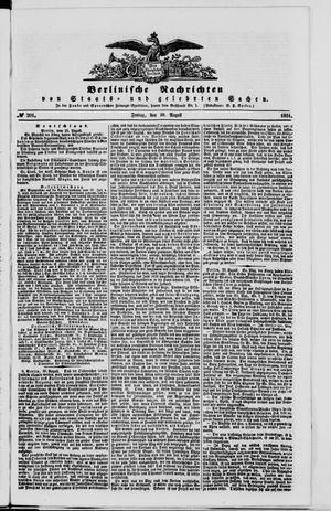 Berlinische Nachrichten von Staats- und gelehrten Sachen vom 29.08.1851