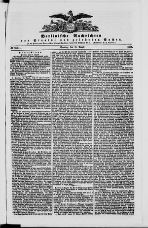 Berlinische Nachrichten von Staats- und gelehrten Sachen vom 31.08.1851