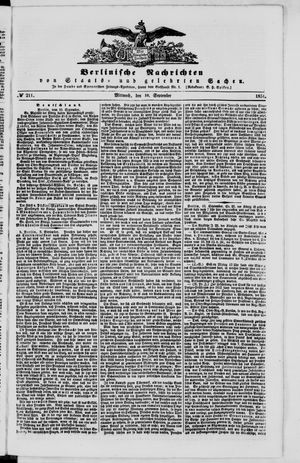 Berlinische Nachrichten von Staats- und gelehrten Sachen vom 10.09.1851
