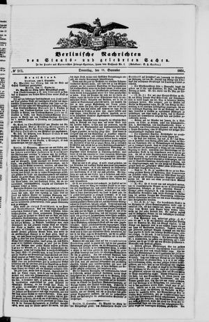 Berlinische Nachrichten von Staats- und gelehrten Sachen vom 11.09.1851