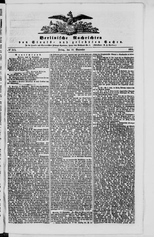 Berlinische Nachrichten von Staats- und gelehrten Sachen vom 12.09.1851