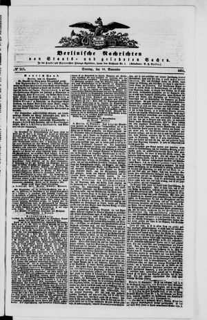 Berlinische Nachrichten von Staats- und gelehrten Sachen vom 14.09.1851