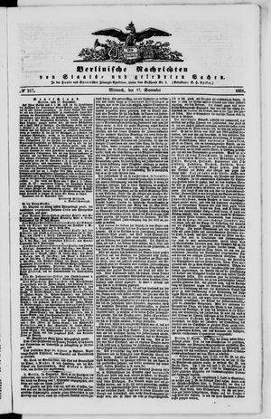 Berlinische Nachrichten von Staats- und gelehrten Sachen vom 17.09.1851
