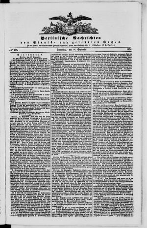 Berlinische Nachrichten von Staats- und gelehrten Sachen vom 18.09.1851