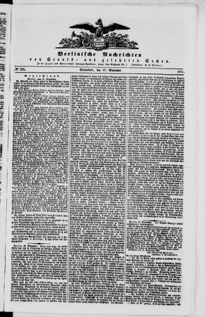 Berlinische Nachrichten von Staats- und gelehrten Sachen vom 27.09.1851