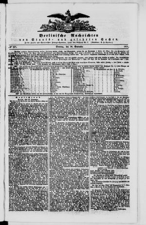 Berlinische Nachrichten von Staats- und gelehrten Sachen vom 28.09.1851