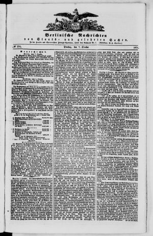Berlinische Nachrichten von Staats- und gelehrten Sachen vom 07.10.1851