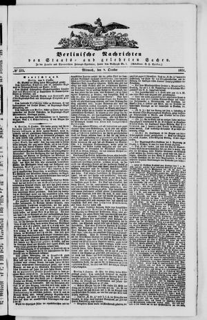 Berlinische Nachrichten von Staats- und gelehrten Sachen vom 08.10.1851