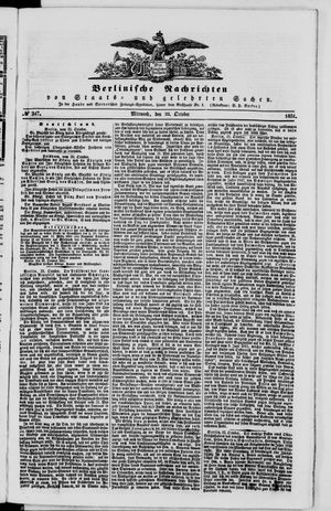Berlinische Nachrichten von Staats- und gelehrten Sachen vom 22.10.1851