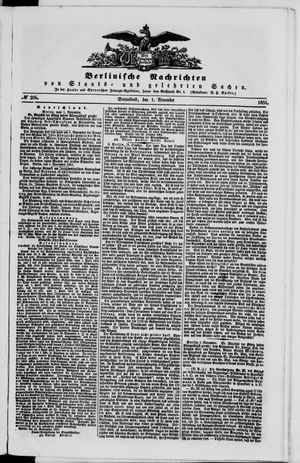Berlinische Nachrichten von Staats- und gelehrten Sachen vom 01.11.1851