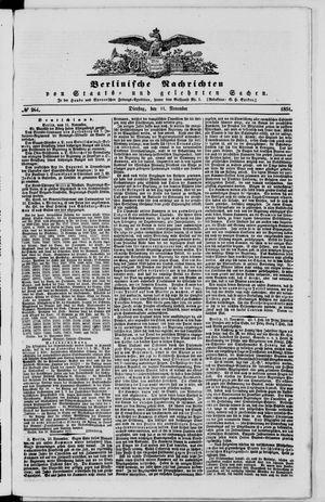 Berlinische Nachrichten von Staats- und gelehrten Sachen vom 11.11.1851