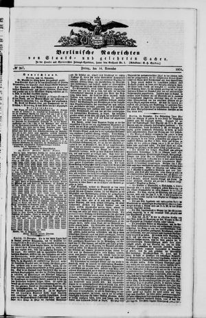 Berlinische Nachrichten von Staats- und gelehrten Sachen vom 14.11.1851