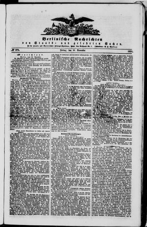 Berlinische Nachrichten von Staats- und gelehrten Sachen vom 28.11.1851