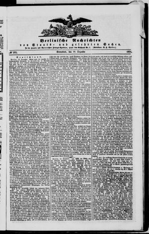 Berlinische Nachrichten von Staats- und gelehrten Sachen vom 13.12.1851