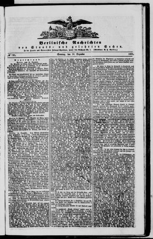 Berlinische Nachrichten von Staats- und gelehrten Sachen vom 14.12.1851