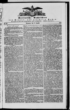 Berlinische Nachrichten von Staats- und gelehrten Sachen vom 20.12.1851