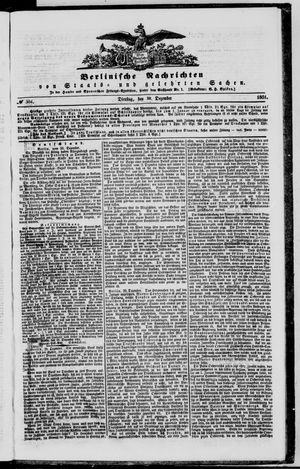 Berlinische Nachrichten von Staats- und gelehrten Sachen vom 30.12.1851
