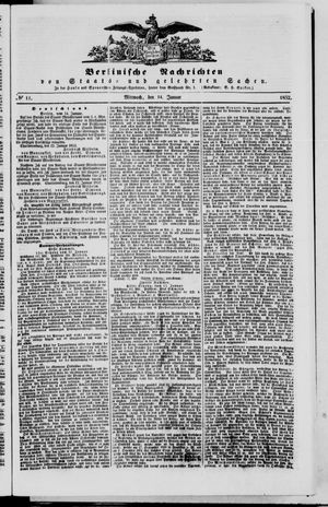 Berlinische Nachrichten von Staats- und gelehrten Sachen vom 14.01.1852