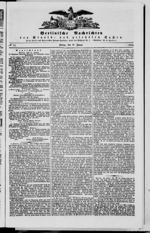 Berlinische Nachrichten von Staats- und gelehrten Sachen vom 16.01.1852