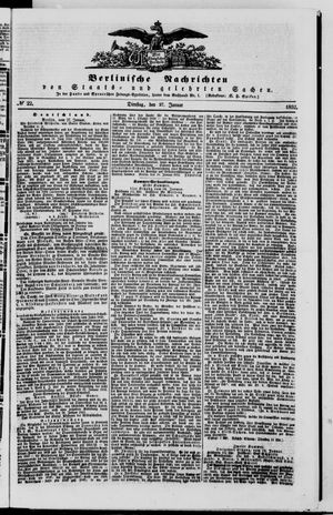 Berlinische Nachrichten von Staats- und gelehrten Sachen on Jan 27, 1852