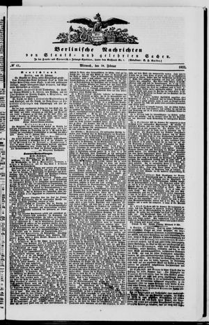 Berlinische Nachrichten von Staats- und gelehrten Sachen vom 18.02.1852