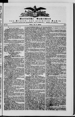 Berlinische Nachrichten von Staats- und gelehrten Sachen vom 27.02.1852
