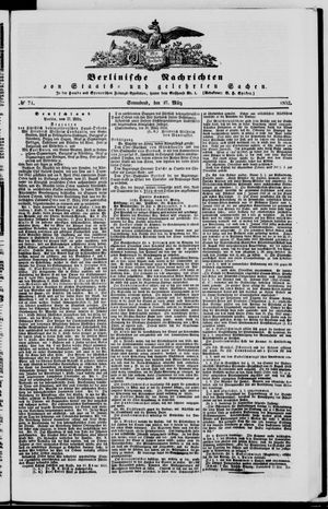 Berlinische Nachrichten von Staats- und gelehrten Sachen vom 27.03.1852