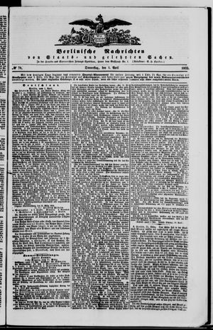 Berlinische Nachrichten von Staats- und gelehrten Sachen vom 01.04.1852