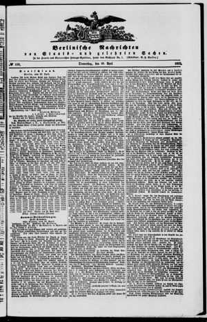 Berlinische Nachrichten von Staats- und gelehrten Sachen vom 29.04.1852