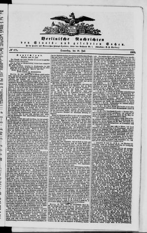 Berlinische Nachrichten von Staats- und gelehrten Sachen vom 29.07.1852