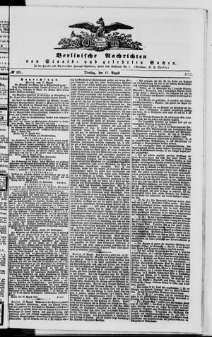 Berlinische Nachrichten von Staats- und gelehrten Sachen vom 17.08.1852