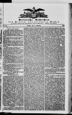 Berlinische Nachrichten von Staats- und gelehrten Sachen vom 14.09.1852