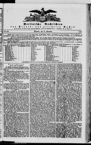 Berlinische Nachrichten von Staats- und gelehrten Sachen vom 22.09.1852