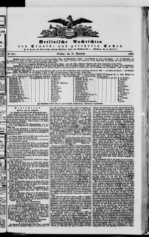 Berlinische Nachrichten von Staats- und gelehrten Sachen on Sep 28, 1852