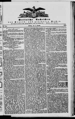Berlinische Nachrichten von Staats- und gelehrten Sachen vom 08.10.1852