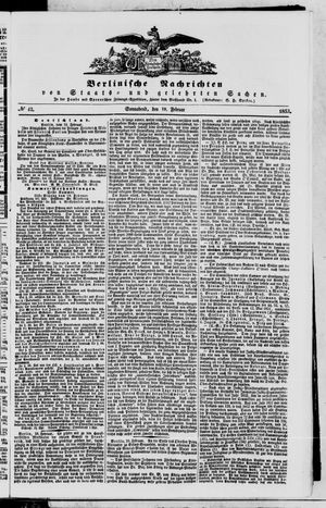 Berlinische Nachrichten von Staats- und gelehrten Sachen vom 19.02.1853