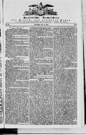 Berlinische Nachrichten von Staats- und gelehrten Sachen vom 14.04.1853