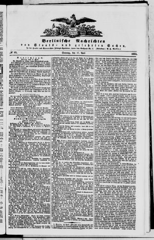 Berlinische Nachrichten von Staats- und gelehrten Sachen vom 17.04.1853