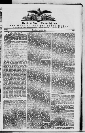 Berlinische Nachrichten von Staats- und gelehrten Sachen vom 23.04.1853