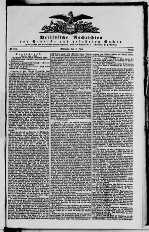 Berlinische Nachrichten von Staats- und gelehrten Sachen vom 01.06.1853