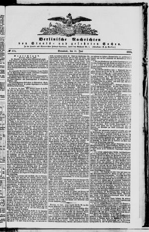 Berlinische Nachrichten von Staats- und gelehrten Sachen vom 11.06.1853