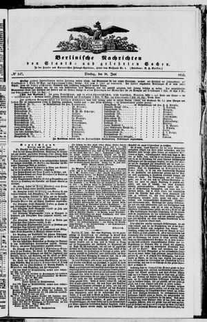 Berlinische Nachrichten von Staats- und gelehrten Sachen on Jun 28, 1853